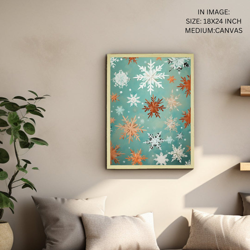 Sowpeace's Silent Snowfall: Premium Abstract Wall Prints – Handcrafted Indian-Inspired Art for Peaceful and Elegant Winter Decor – view 5