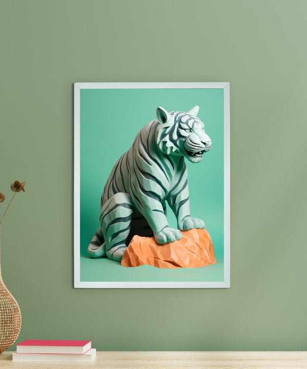 Frozen Form: Premium Abstract Tiger Canvas Wall Prints by Sowpeace – Handcrafted Indian-Inspired Art for Unique Winter Decor — main view