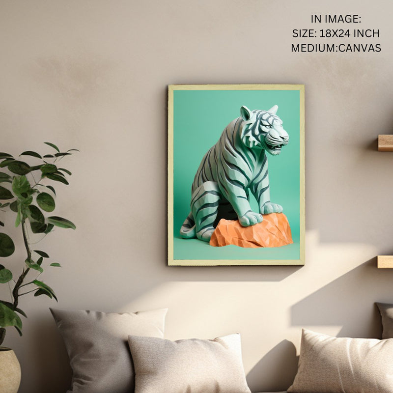 Frozen Form: Premium Abstract Tiger Canvas Wall Prints by Sowpeace – Handcrafted Indian-Inspired Art for Unique Winter Decor – view 5