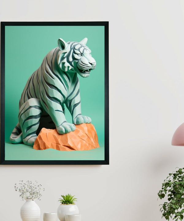 Frozen Form: Premium Abstract Tiger Canvas Wall Prints by Sowpeace – Handcrafted Indian-Inspired Art for Unique Winter Decor — image 2