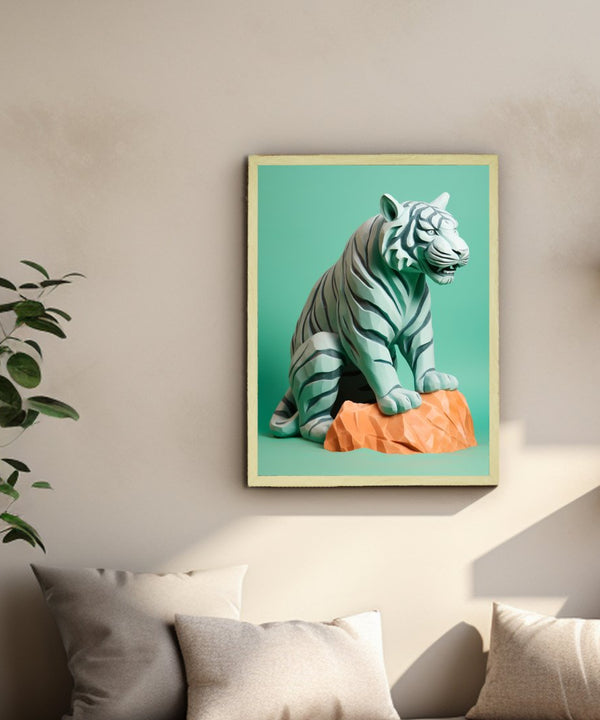 Frozen Form: Premium Abstract Tiger Canvas Wall Prints by Sowpeace – Handcrafted Indian-Inspired Art for Unique Winter Decor — image 4