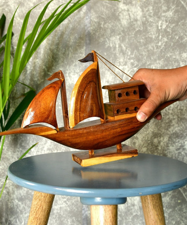 Wooden House Boat: Artisan-Crafted Tabletop Elegance — image 6