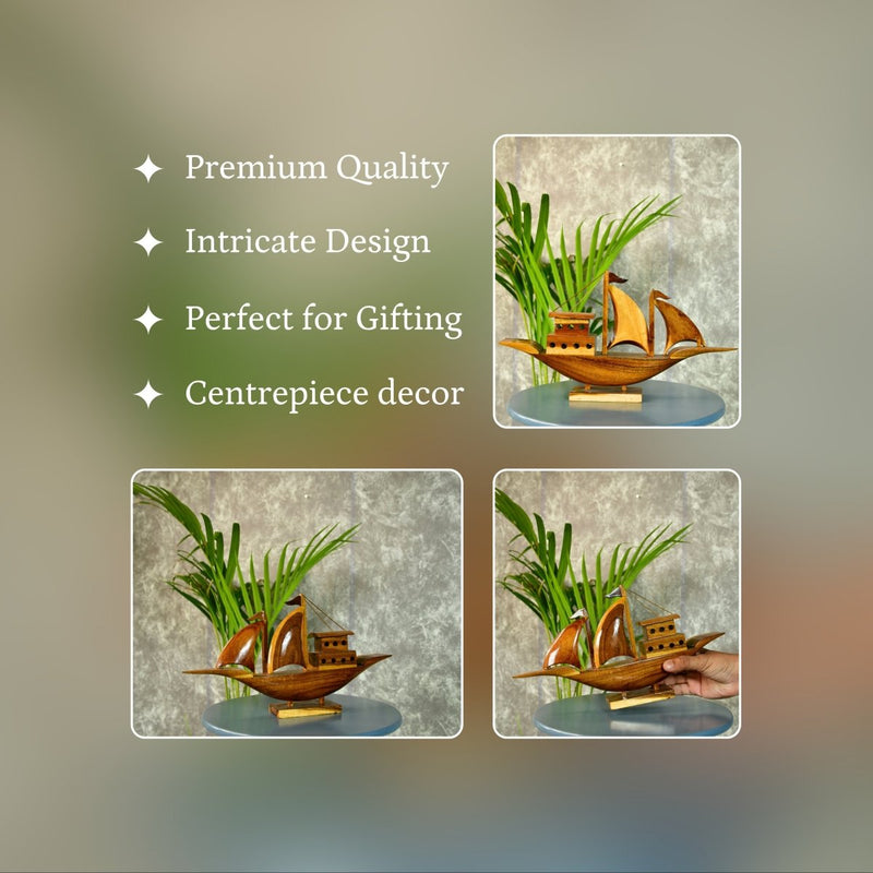 Wooden House Boat: Artisan-Crafted Tabletop Elegance – view 3