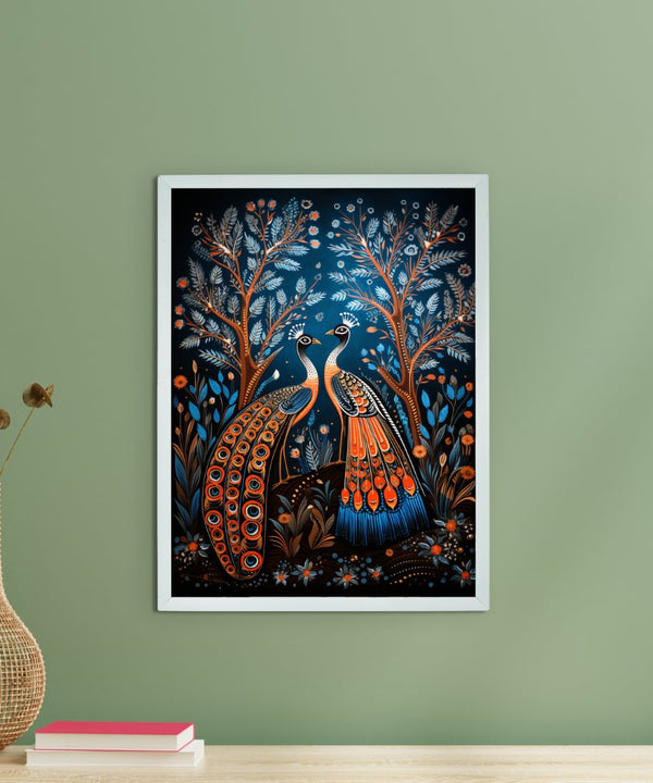 Unveil Majesty: Sowpeace Handcrafted Peacock Wall Art – Premium Indian-Inspired Canvas Print for Modern Home Decoration — main view