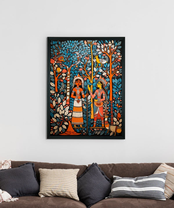 Sowpeace: Women & Trees Handcrafted Art – Premium Indian-Inspired Canvas Print for Elegant Home Decoration — image 2