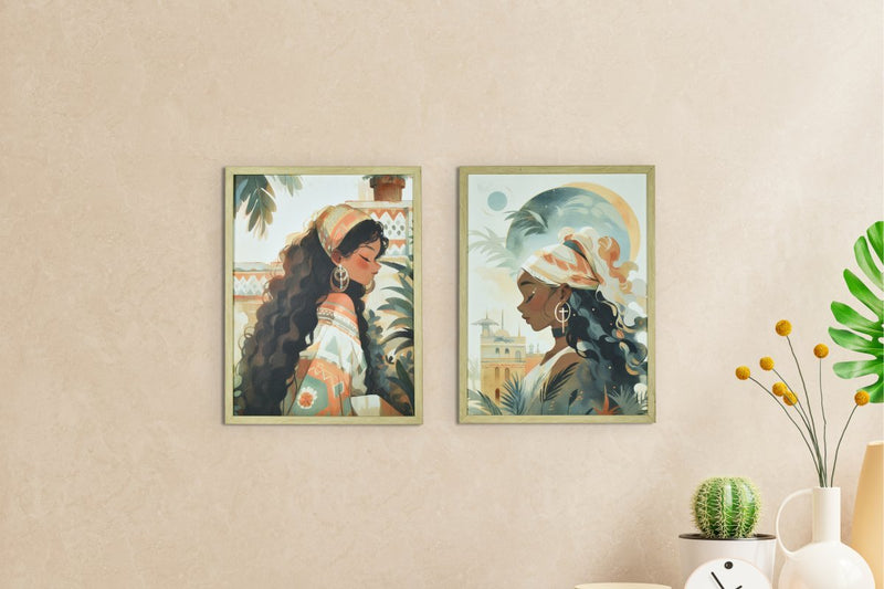 Sowpeace's Handcrafted Boho Sunny Day Abstract Wall Art – Premium Set of 2, Indian-Inspired Canvas Decor – view 1