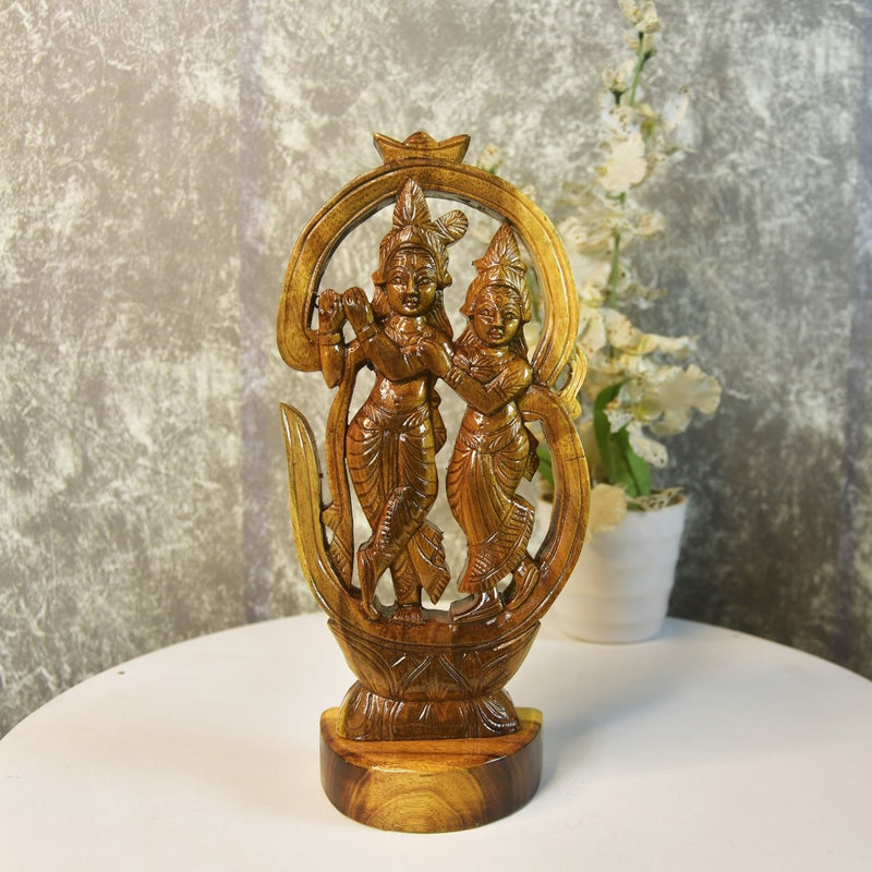 Wooden Radhe Krishna: Artisan Tabletop Decor – view 4