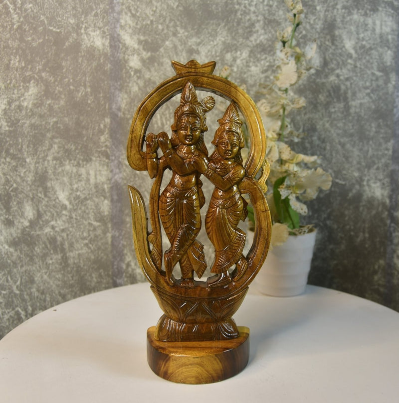 Wooden Radhe Krishna: Artisan Tabletop Decor – view 7