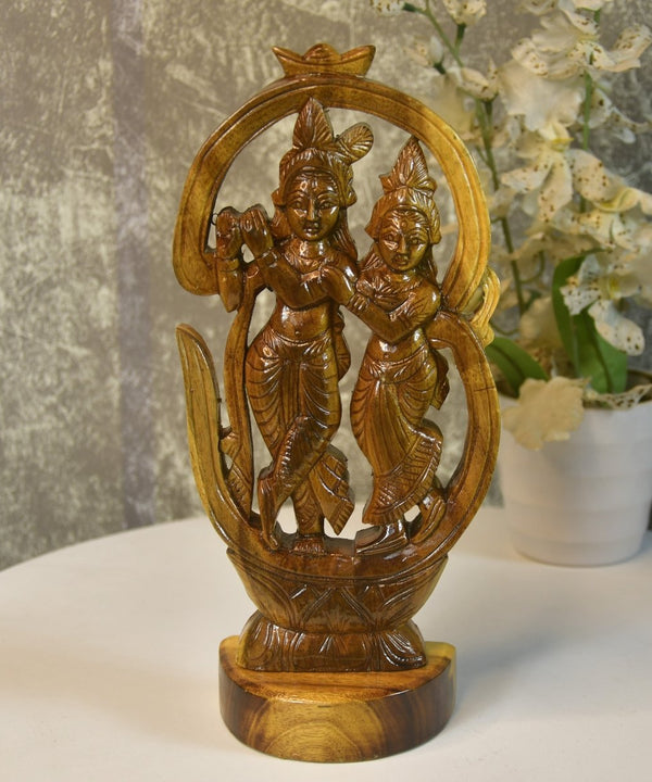 Wooden Radhe Krishna: Artisan Tabletop Decor — image 3