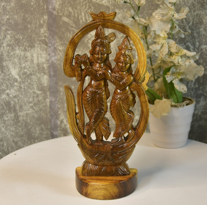 Wooden Radhe Krishna: Artisan Tabletop Decor – view 3