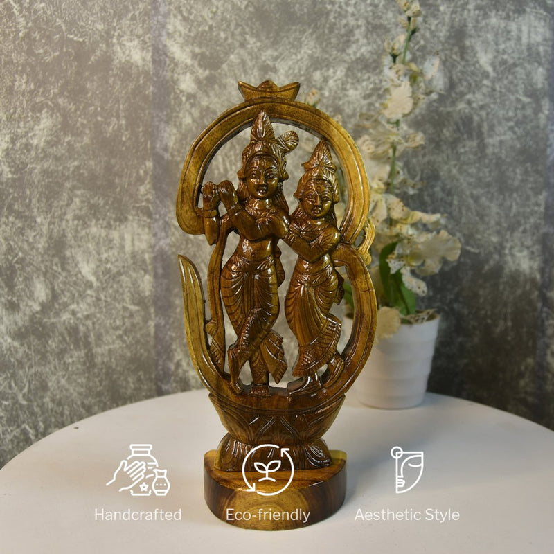 Wooden Radhe Krishna: Artisan Tabletop Decor – view 10