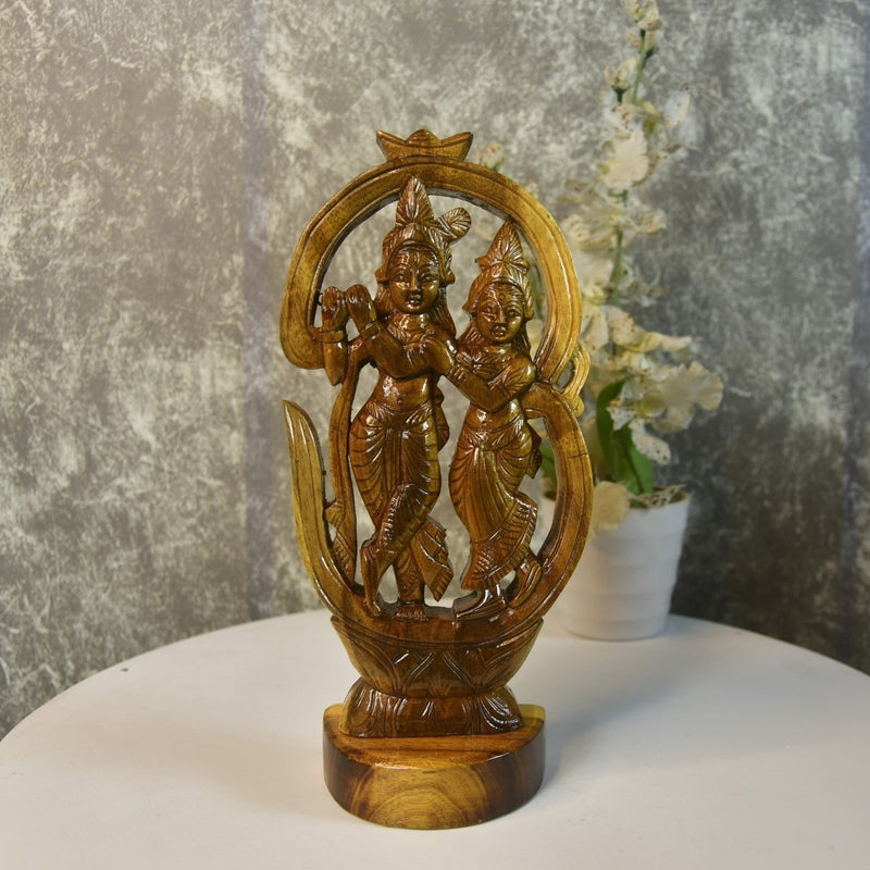 Wooden Radhe Krishna: Artisan Tabletop Decor – view 1