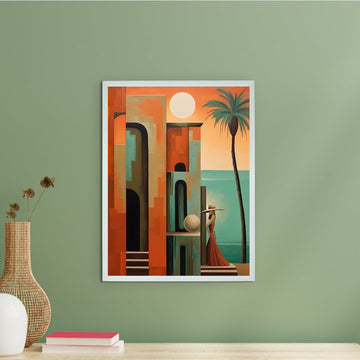 Geometry Sun Elegance: Artisan Canvas Wall Decor with Lady -Wall painting-Chitran by sowpeace-Geometry Sun Elegance: Artisan Canvas Wall Decor with Lady-CH-WRT-LOGS-Sowpeace