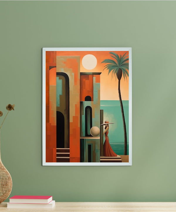Sowpeace's Handcrafted Premium Boho Sunny Day Art with Frame – Indian-Inspired Canvas Print for Modern and Artistic Home Decor — main view