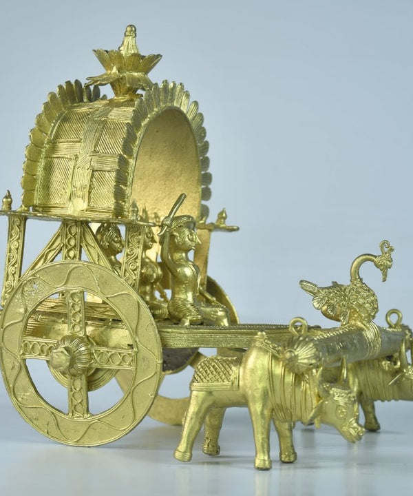 Large Dhokra Craft - Cow Cart Brass Decor — image 7