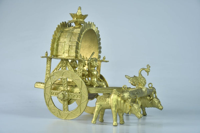 Large Dhokra Craft - Cow Cart Brass Decor – view 7