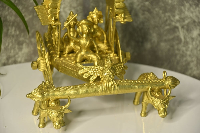 Large Dhokra Craft - Cow Cart Brass Decor – view 5