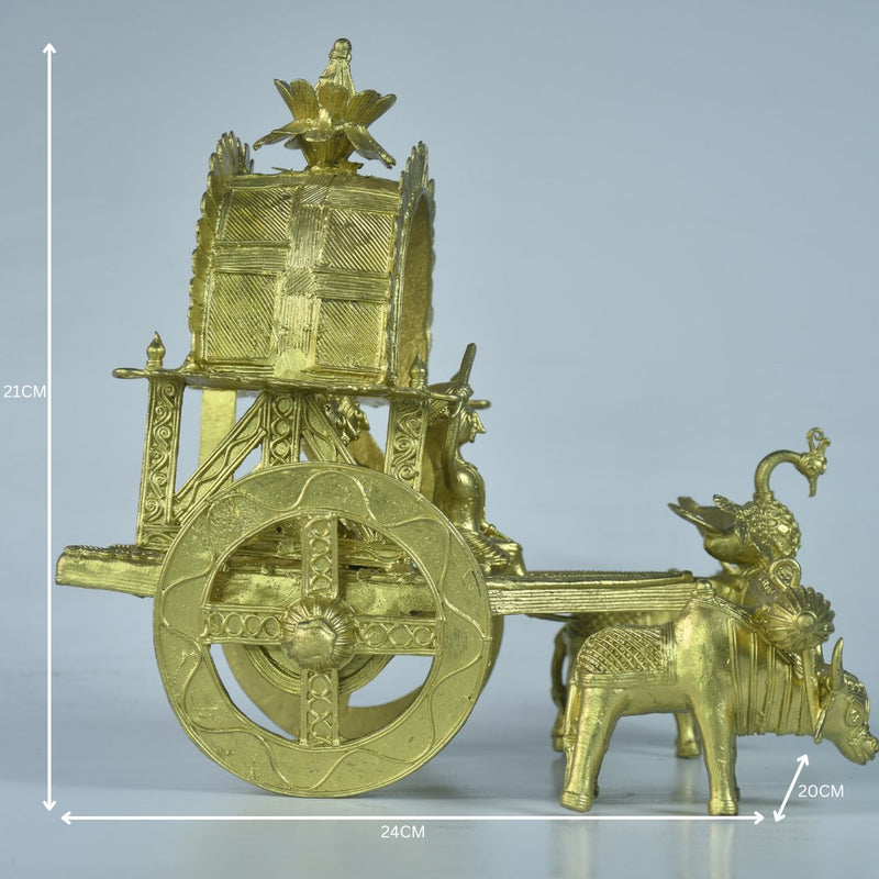 Large Dhokra Craft - Cow Cart Brass Decor – view 8