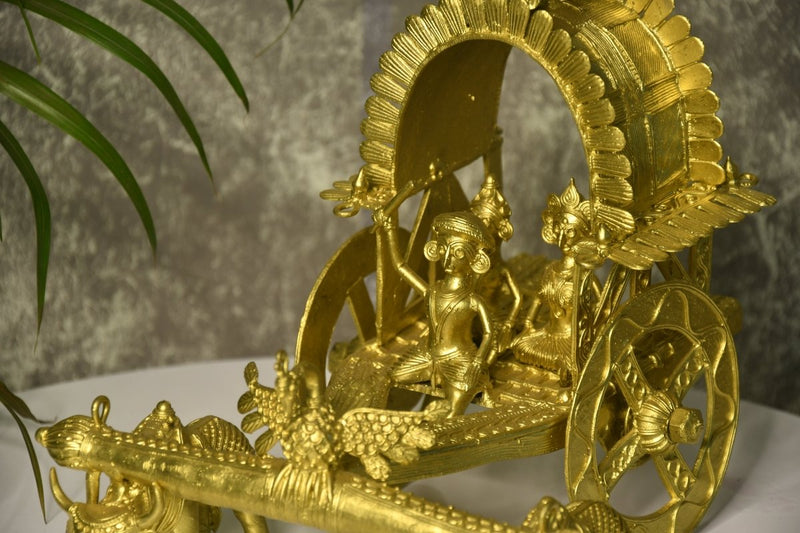 Large Dhokra Craft - Cow Cart Brass Decor – view 2