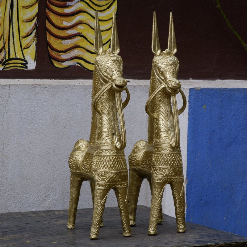 Dhokra Horses: Majestic Pair Tabletop Decor – view 3