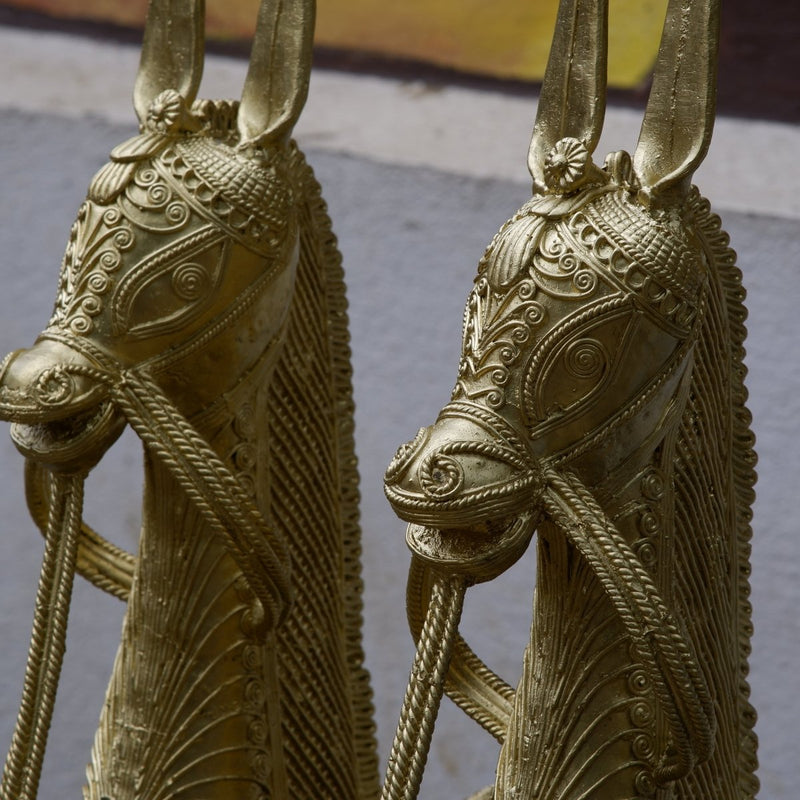Dhokra Horses: Majestic Pair Tabletop Decor – view 1