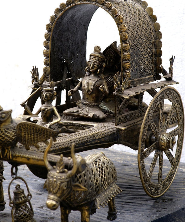 Premium Brass Dhokra Cow Cart Home Decor — main view