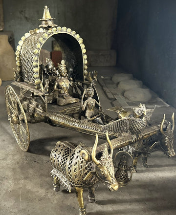 Premium Brass Dhokra Cow Cart Home Decor — alternate view