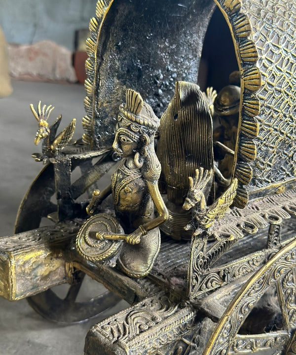 Premium Brass Dhokra Cow Cart Home Decor — image 3