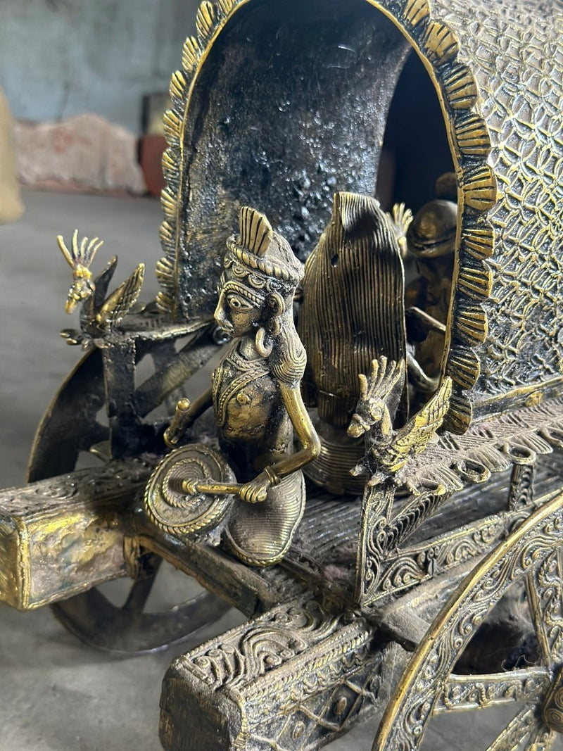 Premium Brass Dhokra Cow Cart Home Decor – view 3