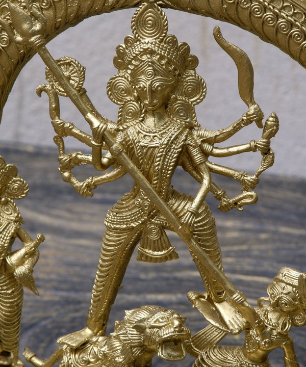 Premium Dhokra Durga Sculpture  Artisan Brass Home Decor — image 3