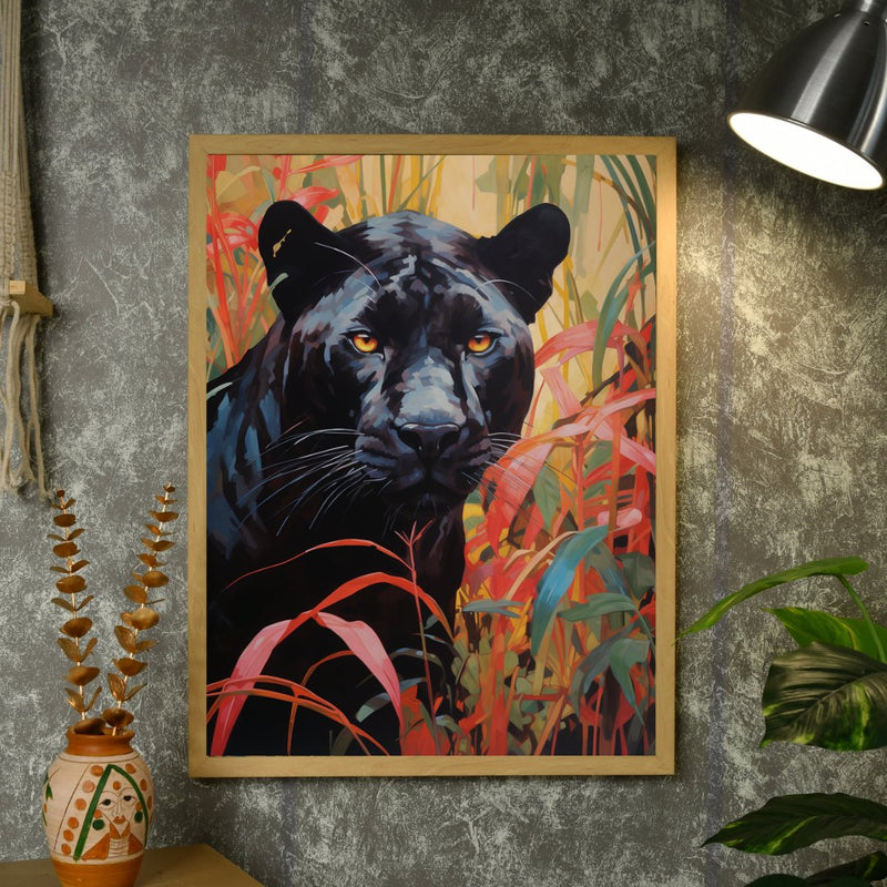 Sowpeace Harmony: Find Your Handcrafted Abstract Black Panther – Premium Indian-Inspired Canvas Art for Stylish and Elegant Interiors – view 4