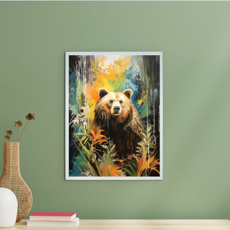 Sowpeace Harmony: Find Your Handcrafted Abstract Bear – Premium Indian-Inspired Canvas Art for Elegant Home Decor – view 1