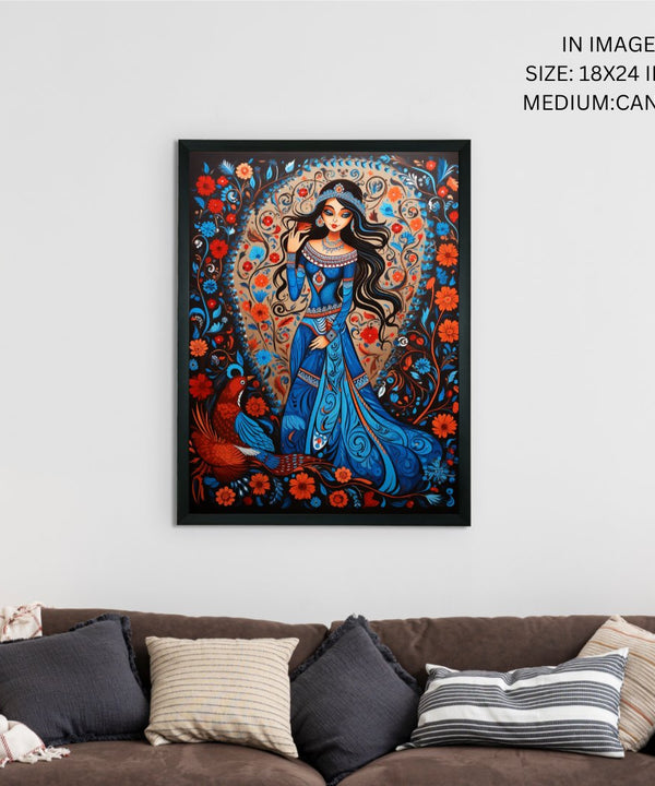 Sowpeace Radiance: Handcrafted Women & the Peacock Spirit – Premium Indian-Inspired Canvas Print for Elegant Decor — image 5