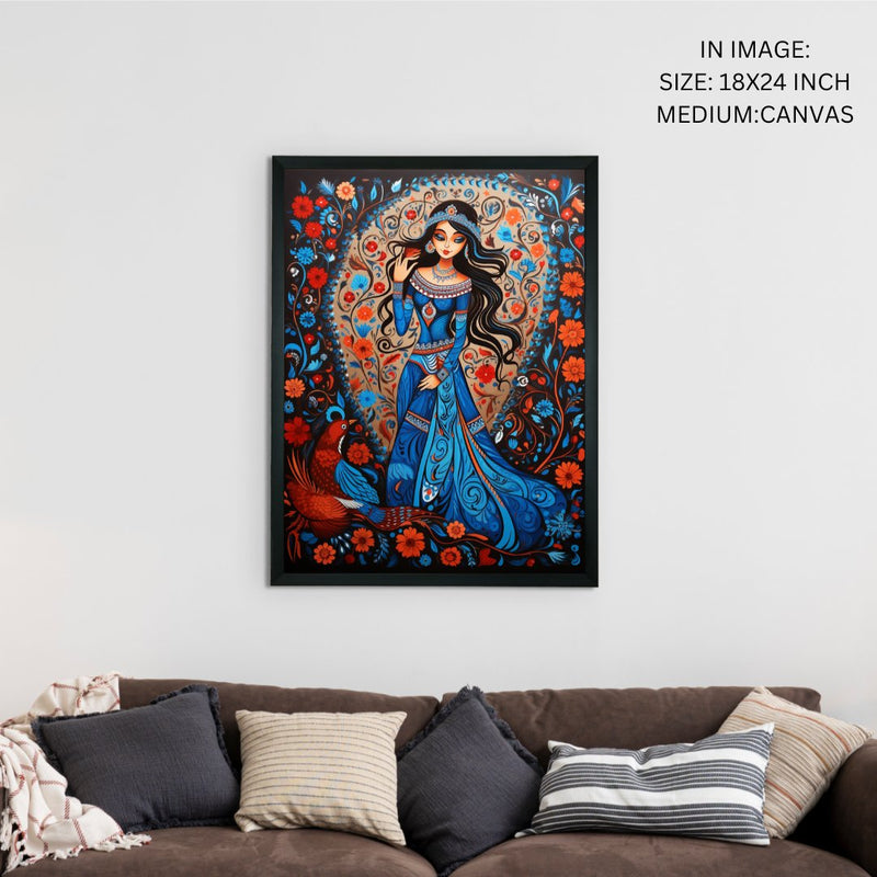 Sowpeace Radiance: Handcrafted Women & the Peacock Spirit – Premium Indian-Inspired Canvas Print for Elegant Decor – view 5