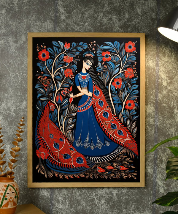 Sowpeace Radiance: Handcrafted Women & the Peacock Spirit – Premium Indian-Inspired Canvas Print for Elegant Decor — image 4