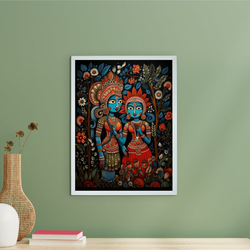 Sowpeace Serenity: Handcrafted Krishna & Radha's Bliss – Premium Indian-Inspired Canvas Wall Print for Spiritual Home Decor – view 1