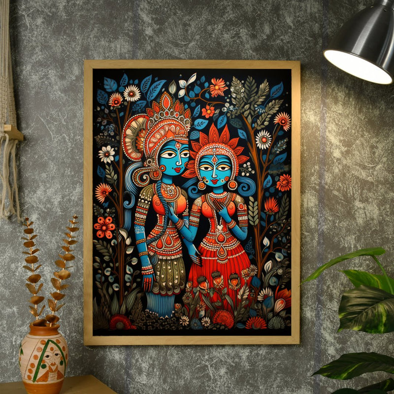 Sowpeace Serenity: Handcrafted Krishna & Radha's Bliss – Premium Indian-Inspired Canvas Wall Print for Spiritual Home Decor – view 4