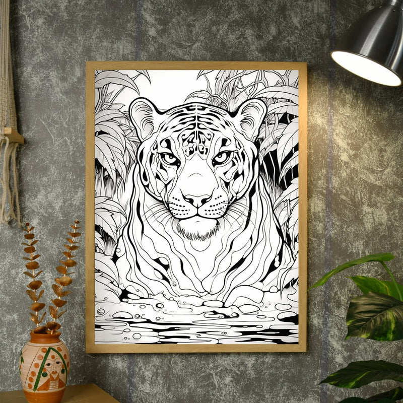 Stripes of Serenity: Sowpeace Handcrafted Tiger Wall Art – Premium Indian-Inspired Canvas Print for Elegant Home Decor – view 4