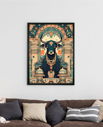 Sowpeace's Handcrafted Pichwai Cow Art with Hindu Mythology – Premium Indian-Inspired Canvas Wall Print for Traditional Home Decor — alternate view
