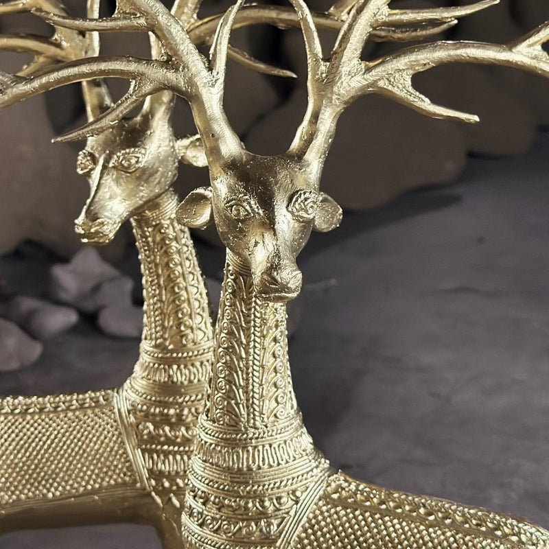 Unique Brass Dhokra Deer Pair Decor – view 1